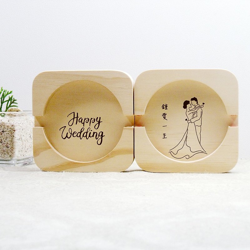 Love for life wedding gift blessings wedding exclusive gift mobile phone holder coaster engraved new couple's name - Phone Stands & Dust Plugs - Wood Brown
