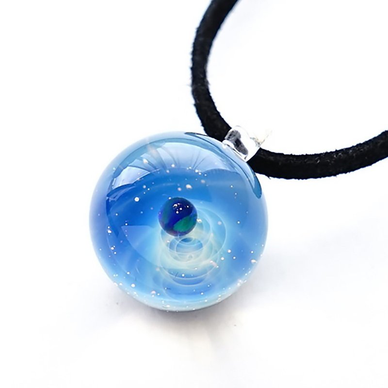 Your own planetary world. ver Sirius 02 Glass Pendant with Green Opal Space Star Gourd Japanese Manufacture Japanese Handicraft Handmade Free Shipping