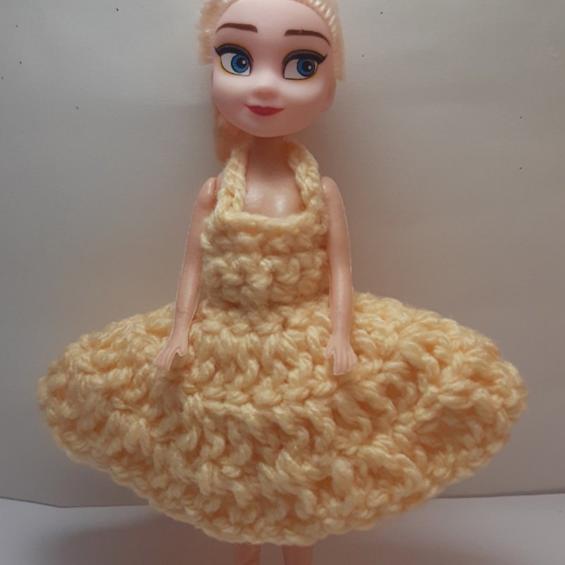 Yellow Crochet Doll Dress, small, cute, suitable as a gift or collectible - Stuffed Dolls & Figurines - Other Materials Yellow