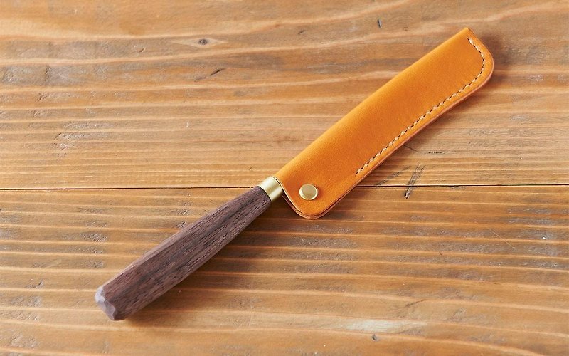 Small bread knife kitchen knife exclusive use leather case - Cookware - Genuine Leather Brown