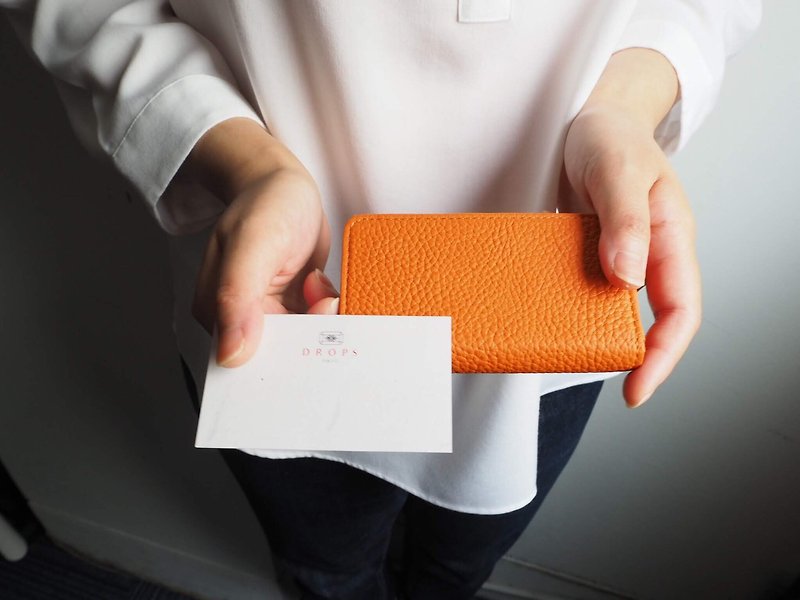 Business card case ORANGE - ที่เก็บนามบัตร - หนังแท้ สีส้ม