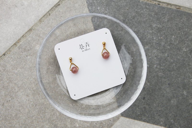 Triangle Peach - earrings pierced earrings clip-on earrings - Earrings & Clip-ons - Copper & Brass Pink