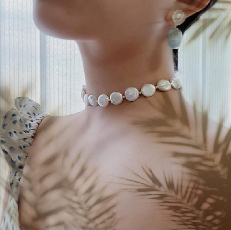 Iris - Baroque Coin Pearls Choker - Necklaces - Pearl 