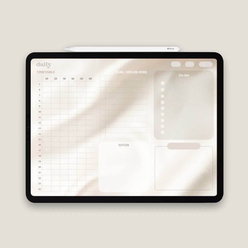 iPad 學生電子手帳 / 學生執行表 / 米色系 / Goodnotes模版 - 電子手帳及素材 - 環保材質 卡其色