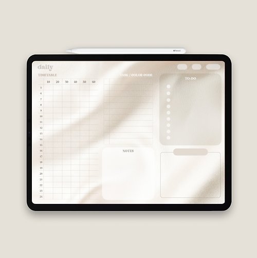 Ziua Design (計畫日程設計） iPad 學生電子手帳 / 學生執行表 / 米色系 / Goodnotes模版