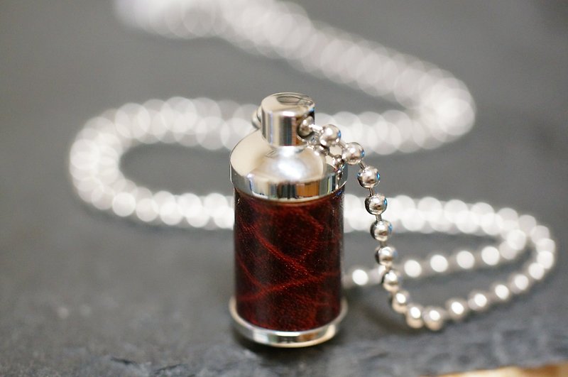 Leather Aroma Jar Necklace - Necklaces - Stainless Steel 