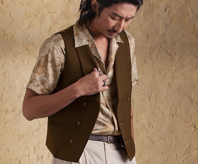 Loungedress ブラウン ダブルブレスト ベスト Loungedress ブラウン ダブルブレスト ベスト LOUNGEDRESS
