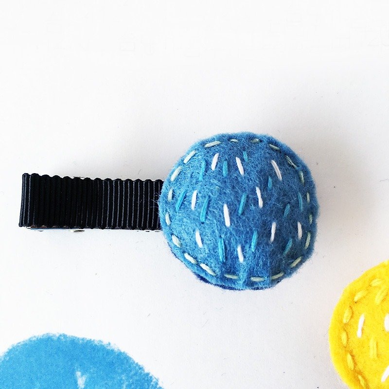 圓圓髮夾(HUA-004-7) - 髮飾 - 棉．麻 藍色