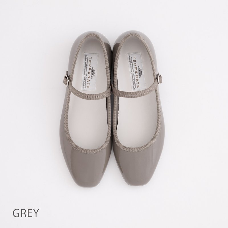 MARTA (GREY) PVC SQUARE TOE FLATS / RAIN SHOES Square toe pumps - รองเท้ากันฝน - วัสดุกันนำ้ สีเทา