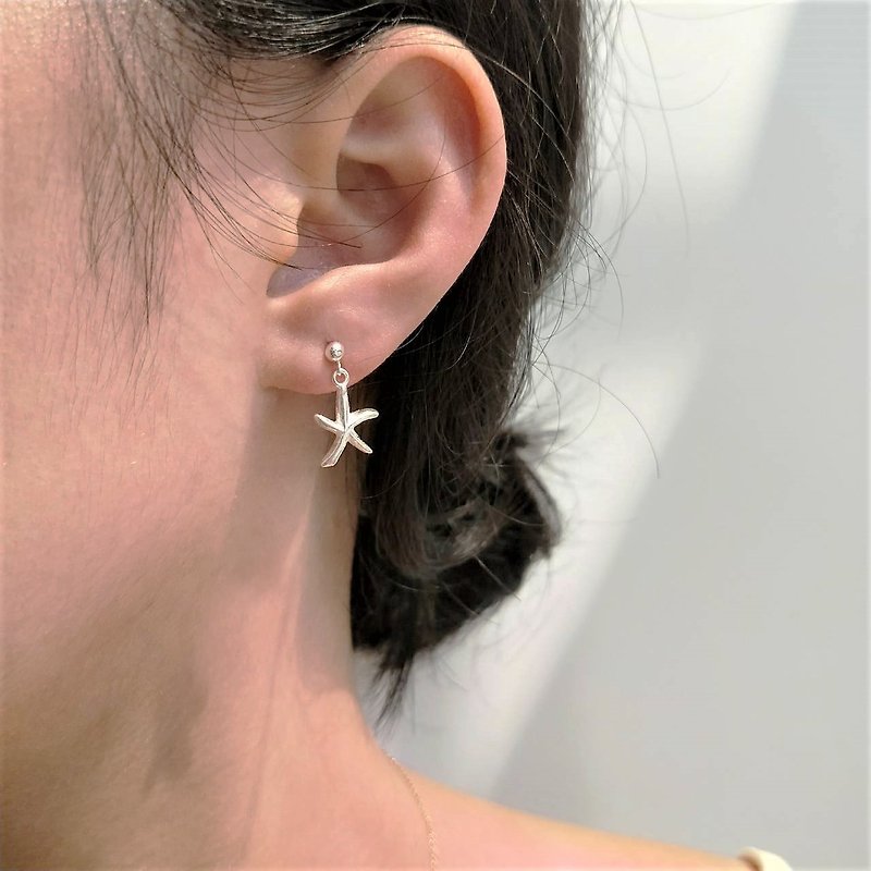 │Ocean Series│ Starfish•Conch•Wrong lining•Pure silver ear pin - Earrings & Clip-ons - Sterling Silver 