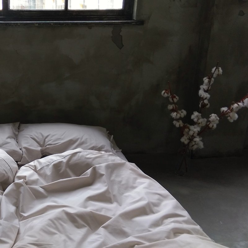 Single_100% organic cotton bedding set_light beige - เครื่องนอน - ผ้าฝ้าย/ผ้าลินิน สีกากี
