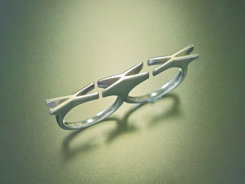 Japan Quality | Double Finger LOVE Ring KISS KISS KISS Silver925 - 戒指 - 其他金屬 銀色