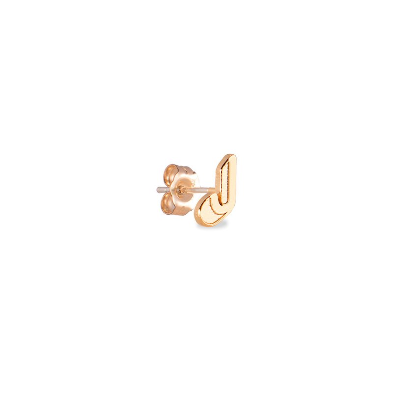 Initial Earrings- Gold plated 925 Sterling Silver Earrings - ต่างหู - เงินแท้ สีทอง