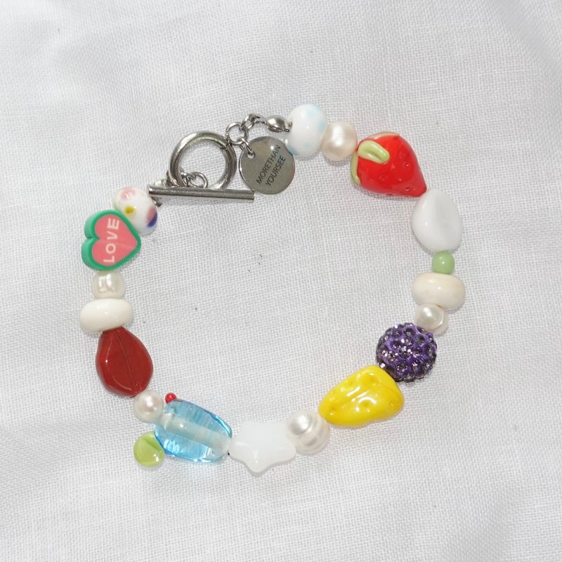 Yummy Bracelet, handmade Murano glass bead bracelet - Bracelets - Glass Blue