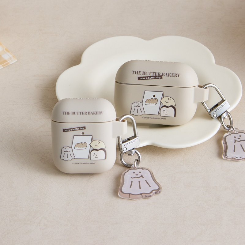 The Butters cream check-in strong anti-fall AirPods protective case (with charm) - ที่เก็บหูฟัง - พลาสติก หลากหลายสี