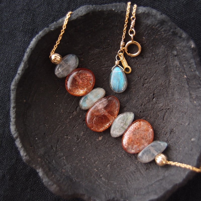 Tanzania Sunstone Necklace【K14gf】タンザニア産 サンストーン ネックレス - 項鍊 - 寶石 橘色