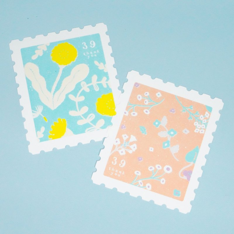 Die-cut postcard set (stamps) - การ์ด/โปสการ์ด - กระดาษ สีน้ำเงิน