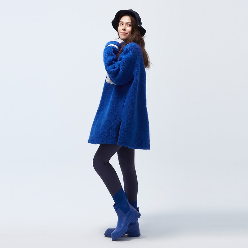 Cozee-Sheep velvet turtleneck zipper long top-marine blue - เสื้อผู้หญิง - เส้นใยสังเคราะห์ สีน้ำเงิน