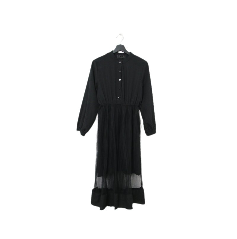 Back to Green-復古長袖洋裝 低調蕾絲拼接g-28//vintage dress - 洋裝/連身裙 - 棉．麻 