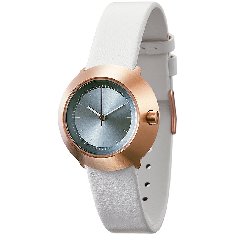 Fuji Normal Mount Fuji Watch 31- Rose Gold frame/ Silver hands/brown leather strap - Women's Watches - Genuine Leather White