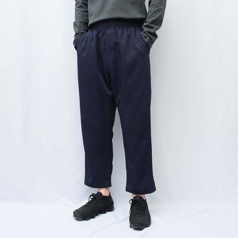 KAIKAI - ReBorn - Draped Tapered Cropped Pants - Dark Blue