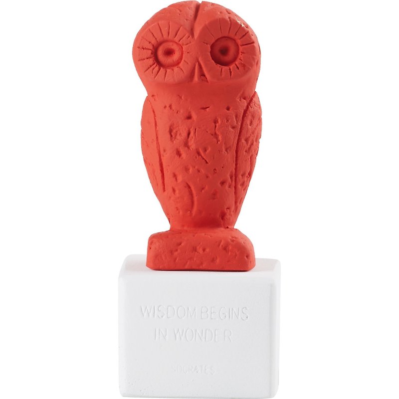 Ancient Greek Owl Ornament Owl Sophus (Red)-Handmade Ceramic Statue - ของวางตกแต่ง - ดินเผา สีแดง