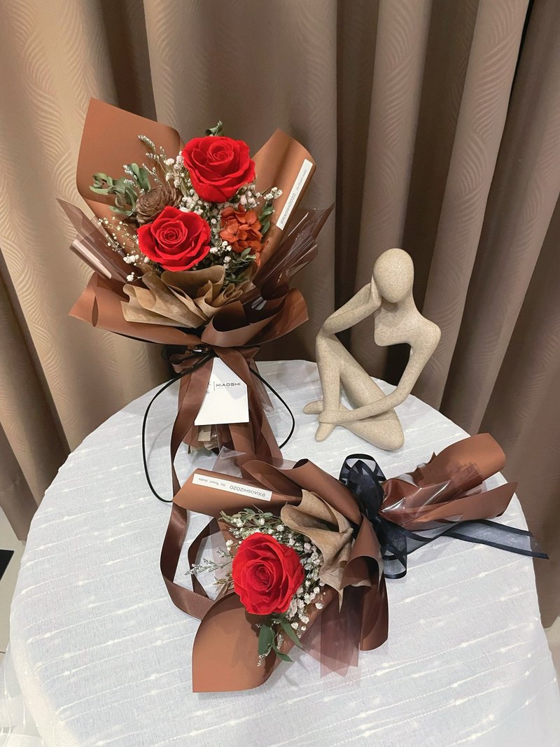 摩卡紅永生花束 情人節花束 七夕花束 求婚花束 告白花束 - 乾燥花/永生花 - 植物．花 紅色