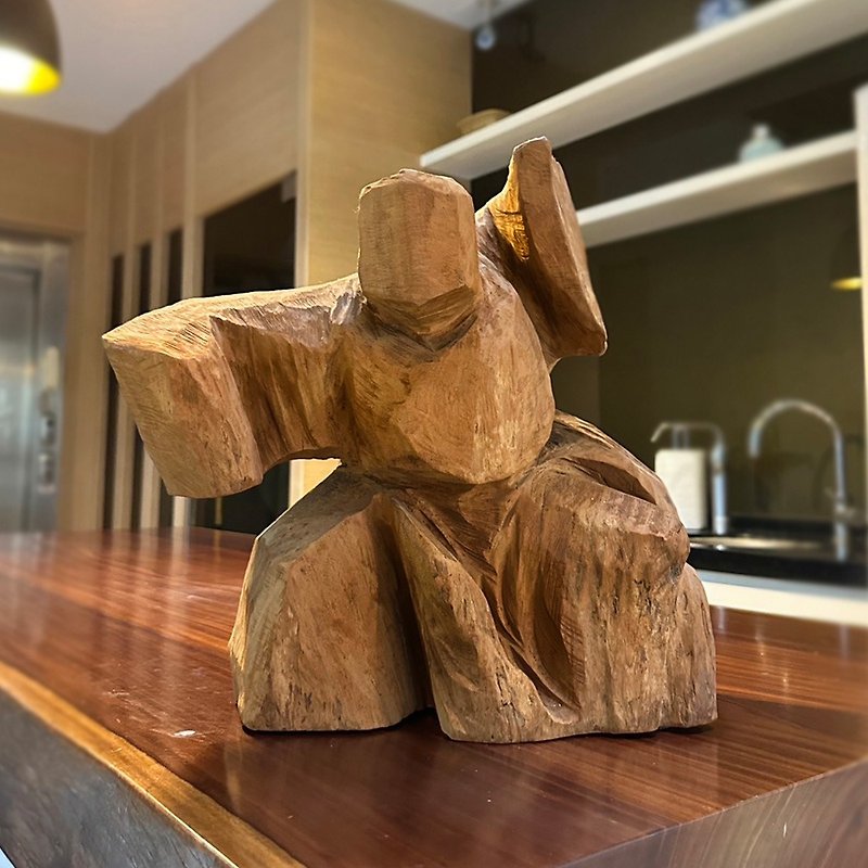 Hidden cow camphor wood Tai Chi sculpture - Items for Display - Wood Brown