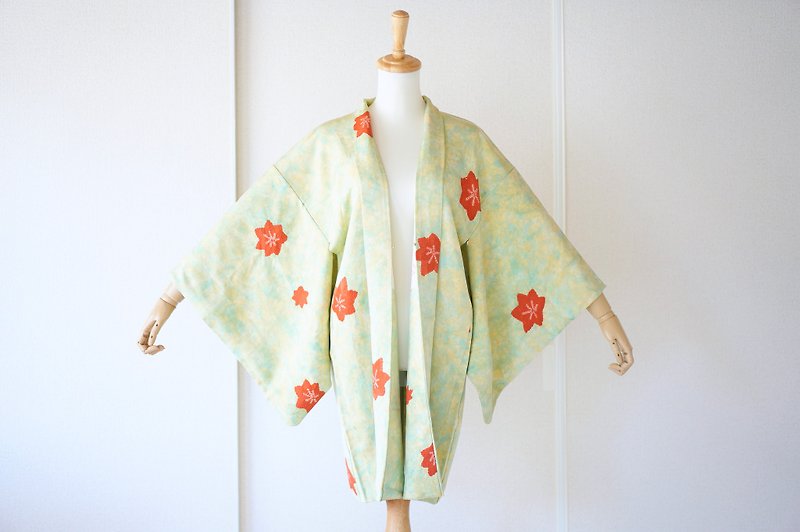 Shibori haori, silk kimono, tie dye kimono, Haori, Japanese clothing, robe /4181 - 外套/大衣 - 絲．絹 綠色