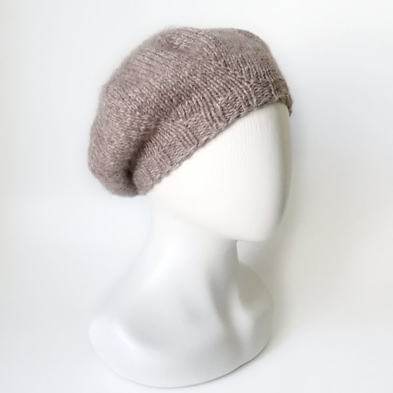 Knit Alpaca Wool Women's Beret: Warmth and Style in Soft Alpaca Yarn. Seamless.. - Hats & Caps - Wool Brown