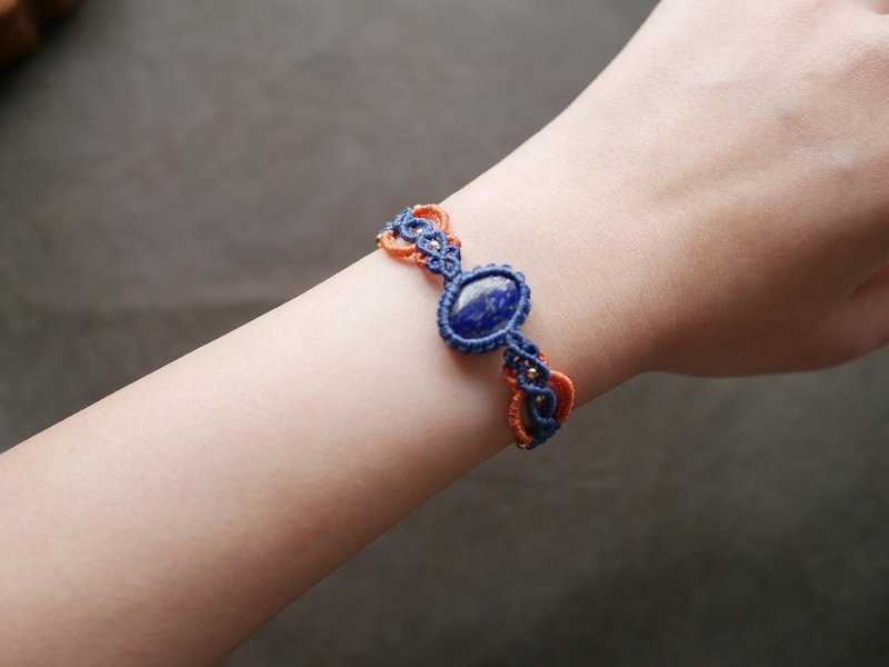 Special offer NB21/FW22 lapis lazuli l kunzite l hand-woven l Wax thread bracelet - Bracelets - Semi-Precious Stones 