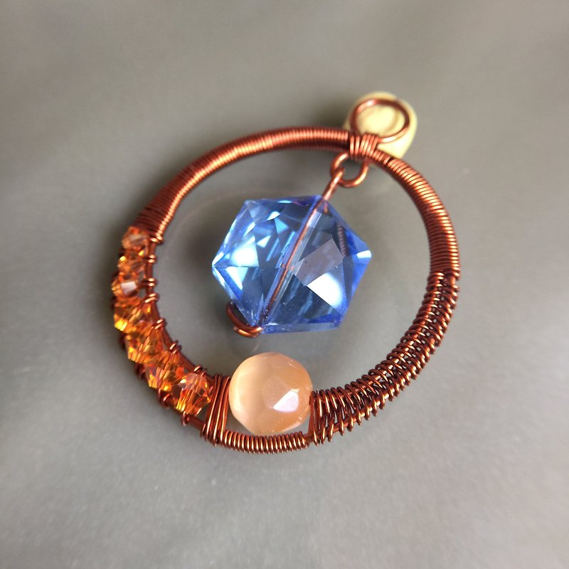 Retro Crystal  fashion jewelry - สร้อยคอยาว - โลหะ สีน้ำเงิน