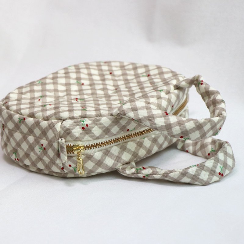 母親節活動【 MY HANDMADE 】格紋袖珍小提包 l 日本棉布、帆布 l - 手提包/手提袋 - 棉．麻 白色