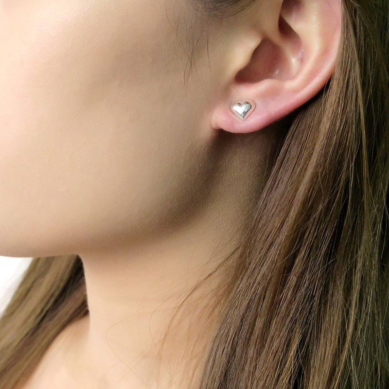 Earrings simple love 925 sterling silver earrings - Earrings & Clip-ons - Sterling Silver Silver