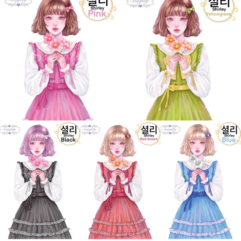 shirley sticker all set - 貼紙 - 紙 多色