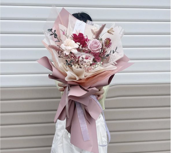 Tanabata Valentine's Day Paper Love Silk Blue Rose Bouquet - Temu