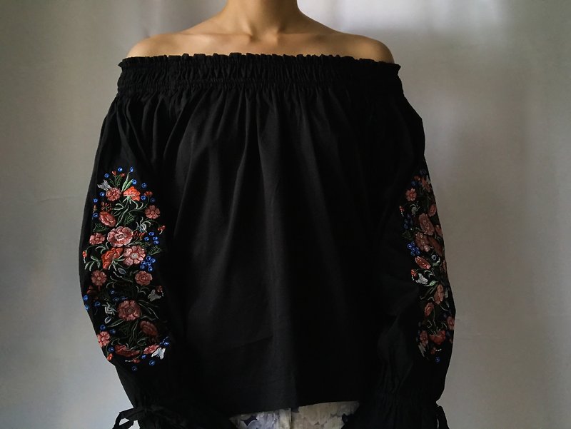 Japanese embroidery long sleeve top