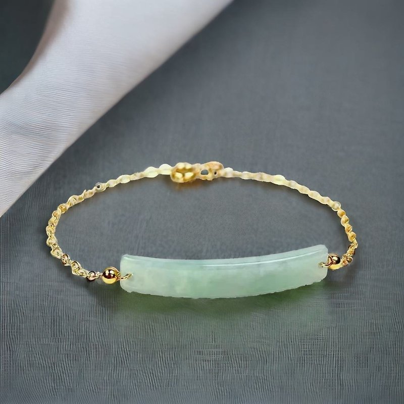[Wish for Nothing to Happen] Bingpiaohua Jadeite No Matter Brand Design Bracelet 14K Gold Filled | Natural Grade A Jadeite - สร้อยข้อมือ - หยก สีใส