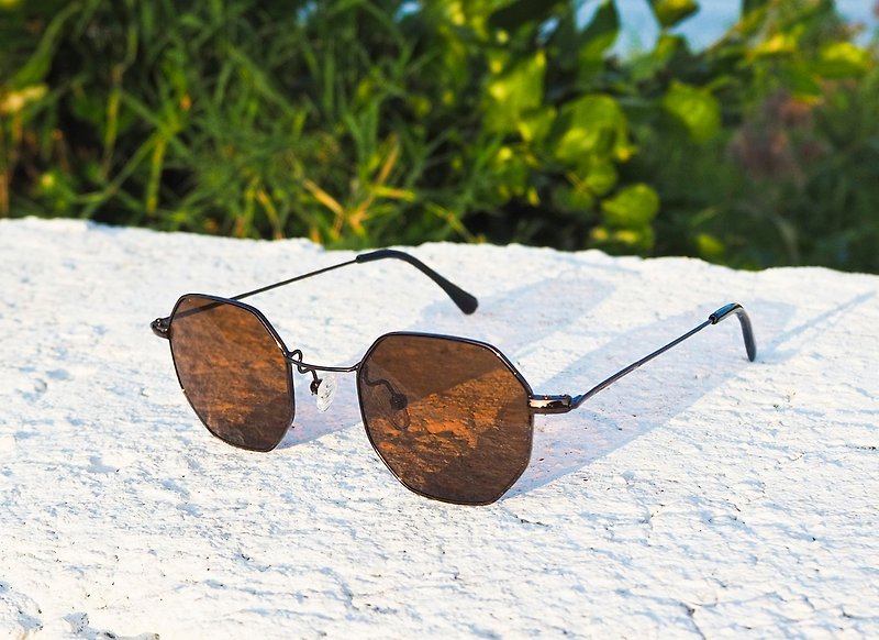 Sunglasses│Vintage Polygon│Brown Frame Brown Lens│UV400 Protection│2is NazC - กรอบแว่นตา - โลหะ สีนำ้ตาล