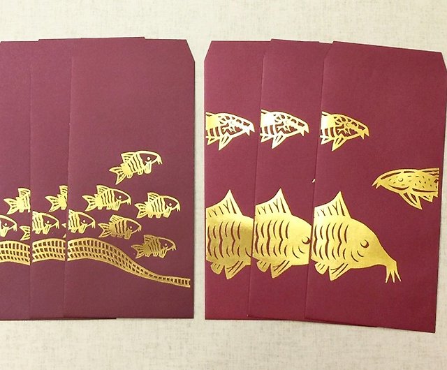 コリドラスの赤い封筒セット6個入りゴールド ショップ Ameu Art ご祝儀袋 ポチ袋 Pinkoi
