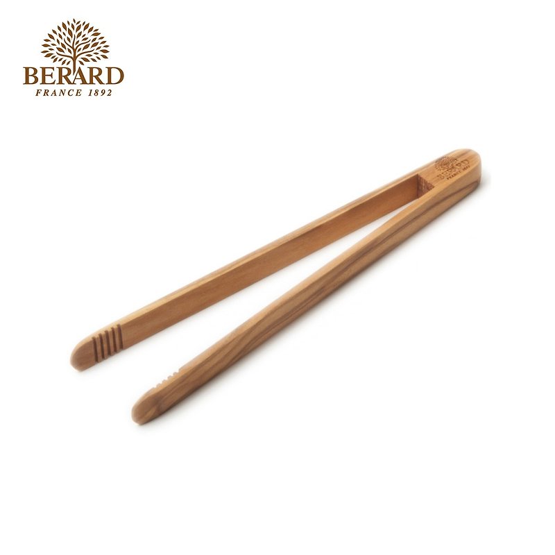 Berard Olive Wood Toast Pincher Food Tongs 6.5 inch - Cookware - Wood Brown