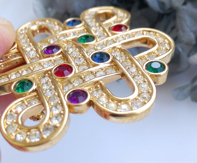 ヴィンテージジュエリー 西洋アンティークジュエリー スワロフスキー幾何学カラーダイヤモンドブローチ - ショップ Vintage Jewelry  古い時 ジュエリー ピンバッジ・ピンズ - Pinkoi