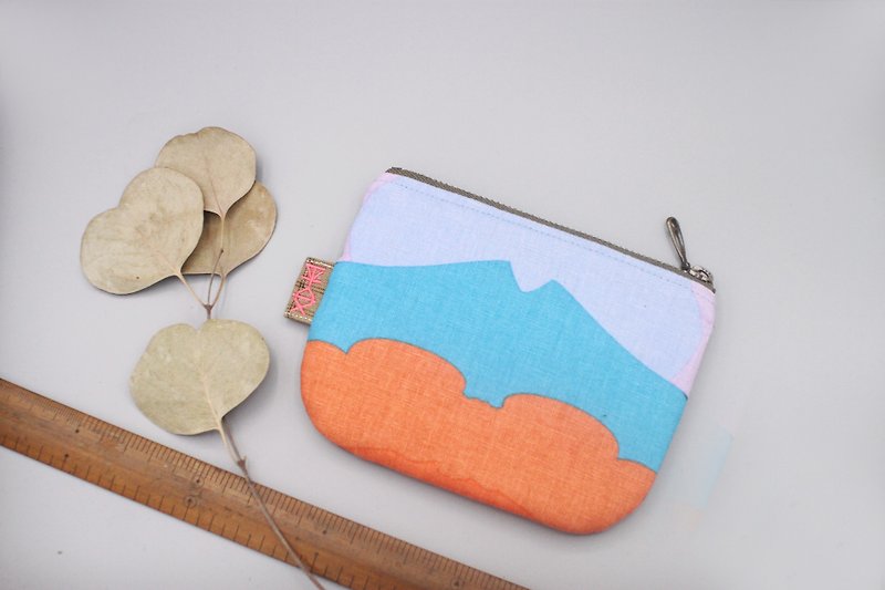 Peaceful little music - geometric color butterfly double-sided two-color small wallet - Wallets - Cotton & Hemp Orange