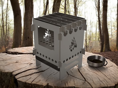 dxf4you 輕便的露營旅行超輕型攜帶式木柴爐。DXF、SVG 文件