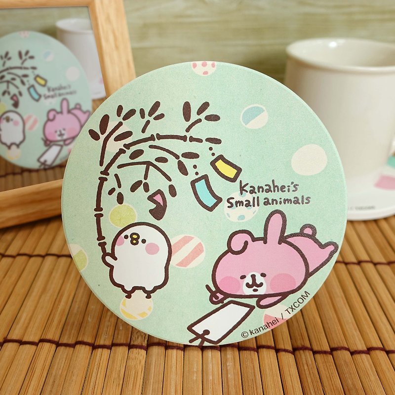 Kanahei's Baby Animal P Pink Rabbit Rabbit Coaster Ceramic Coaster - Coasters - Pottery Pink