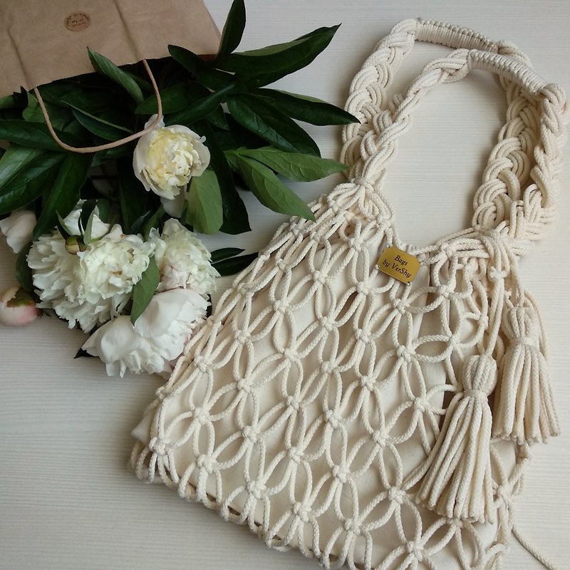 French bag Macrame bag Market bag Net Bag Mesh bag Filt bag eco-friendly bag - Handbags & Totes - Polyester 