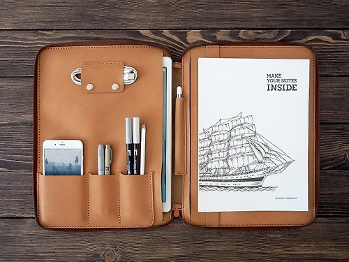iPad mini 6th Gen Leather case. Personalized Zipper leather folio. Handmade  - Shop INSIDE Tablet & Laptop Cases - Pinkoi