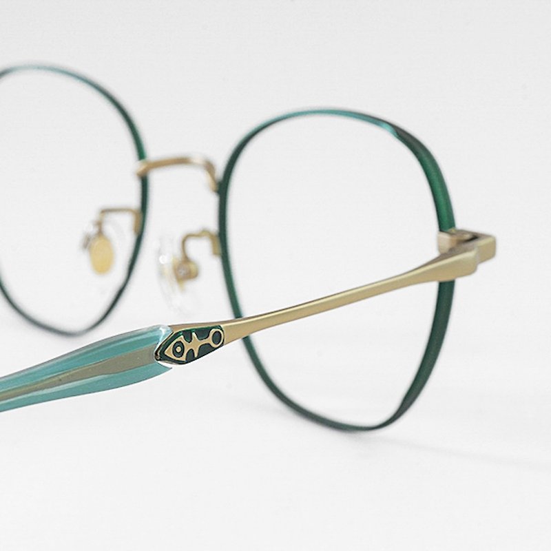 New Design│ Herring Bone Engraving-Small Oval Glasses - Glasses & Frames - Precious Metals Multicolor