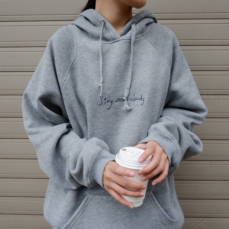 stay with clouds / hat - Unisex Hoodies & T-Shirts - Cotton & Hemp Gray
