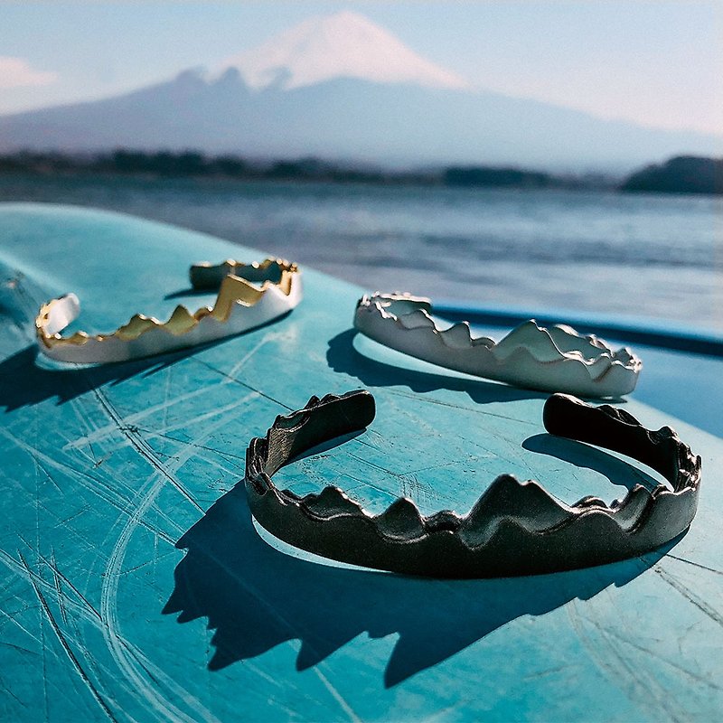 DISSOLVE designer original cascading mountain peak hand-made titanium steel bracelet - Bracelets - Other Materials Silver
